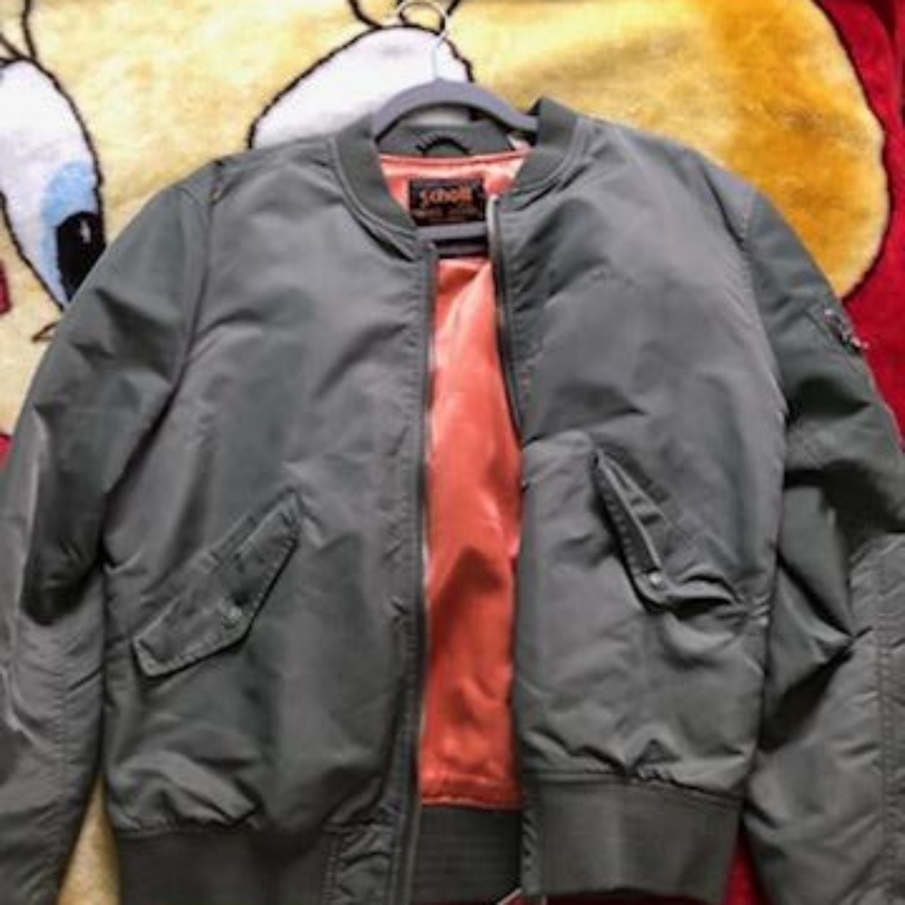 Green Schott NYC bomber jacket